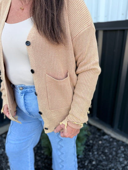 Vintage Washed V-neck Sweater Cardigan