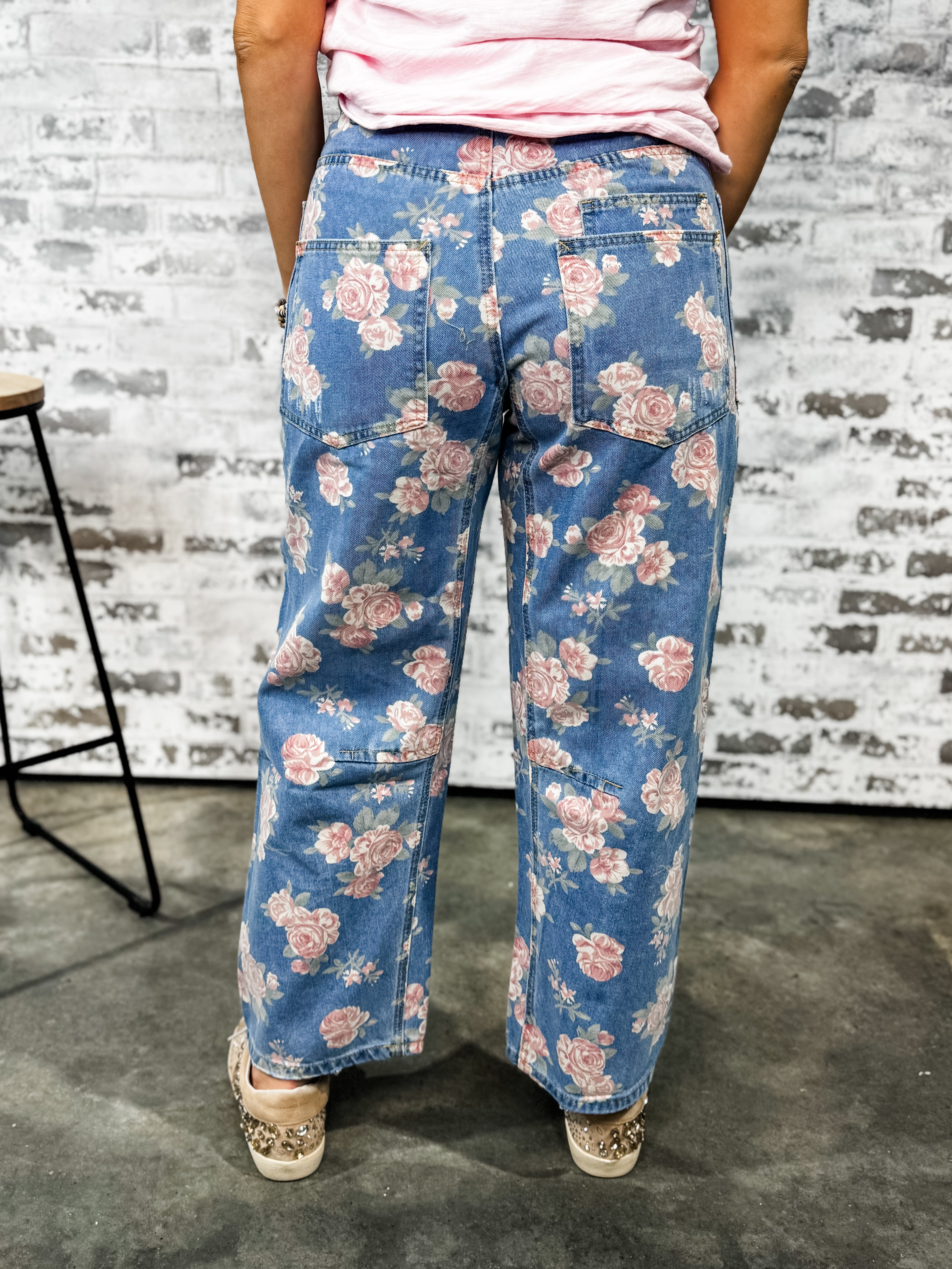 Braided Blossom Denim Pants