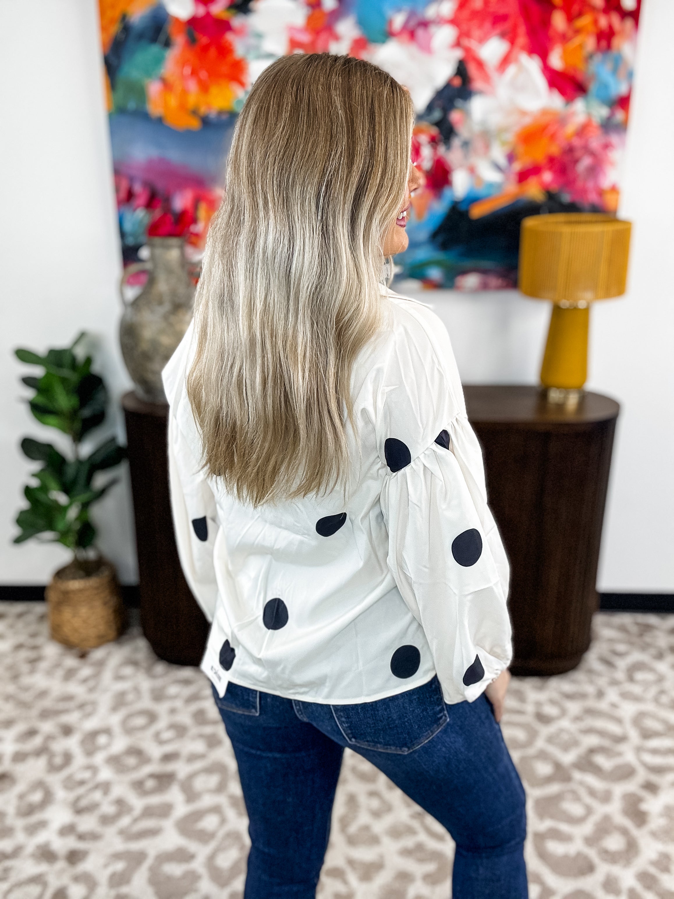 Dot Lantern Top - White