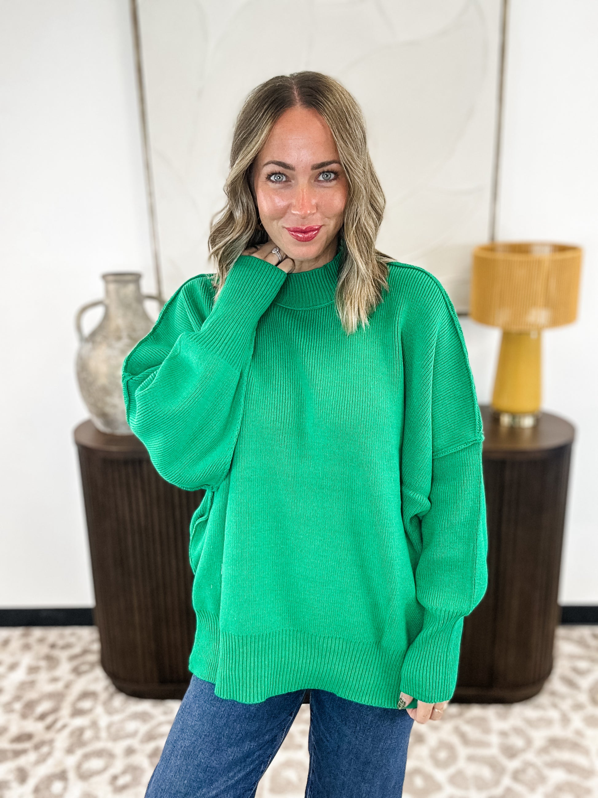 Comfort Crush Sweater - Green Final Sale