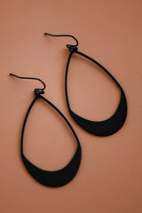 Sleek Teardrop Statement Earrings - Black