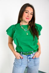 Feminine Flow Top - Green FINAL SALE