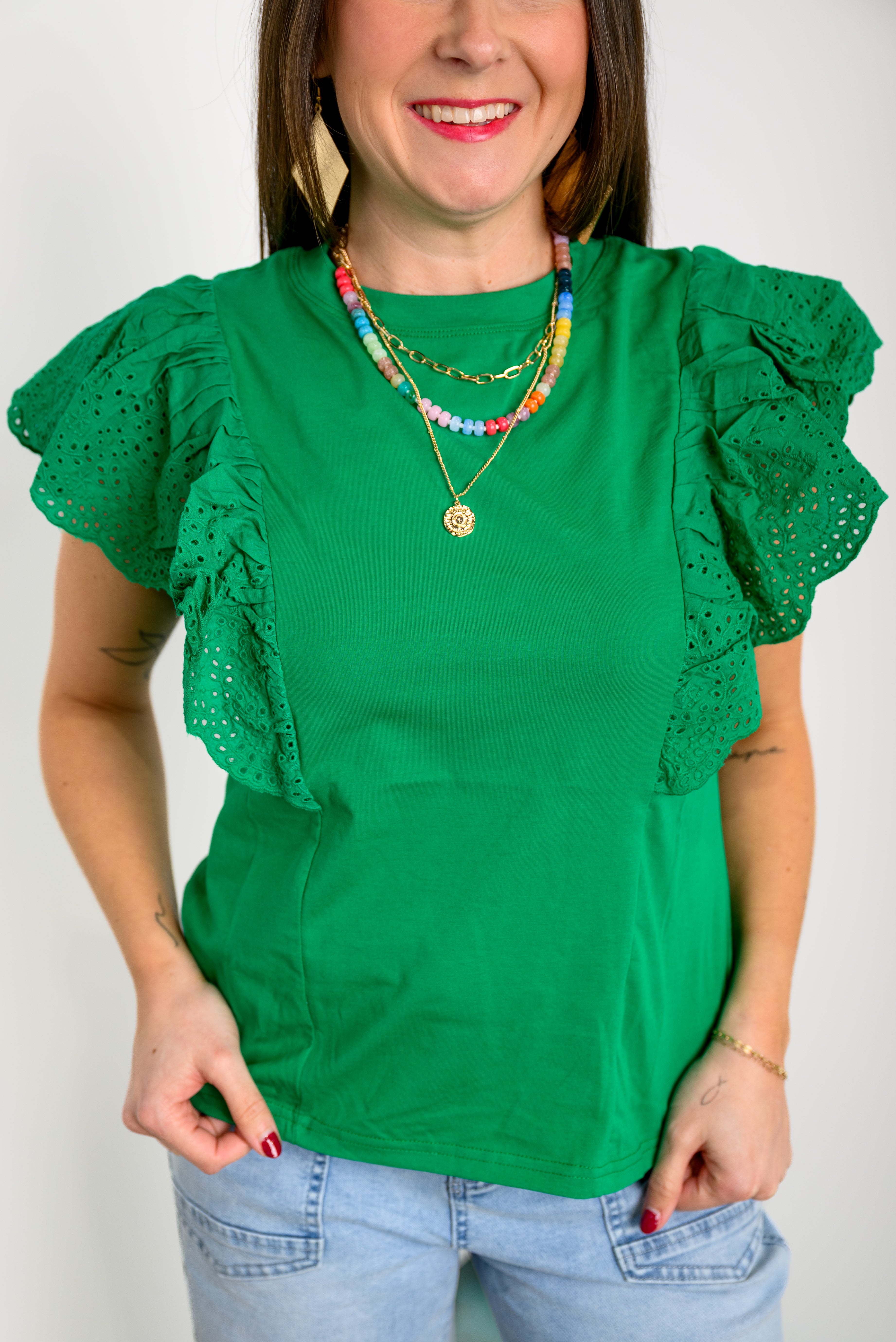Feminine Flow Top - Green FINAL SALE