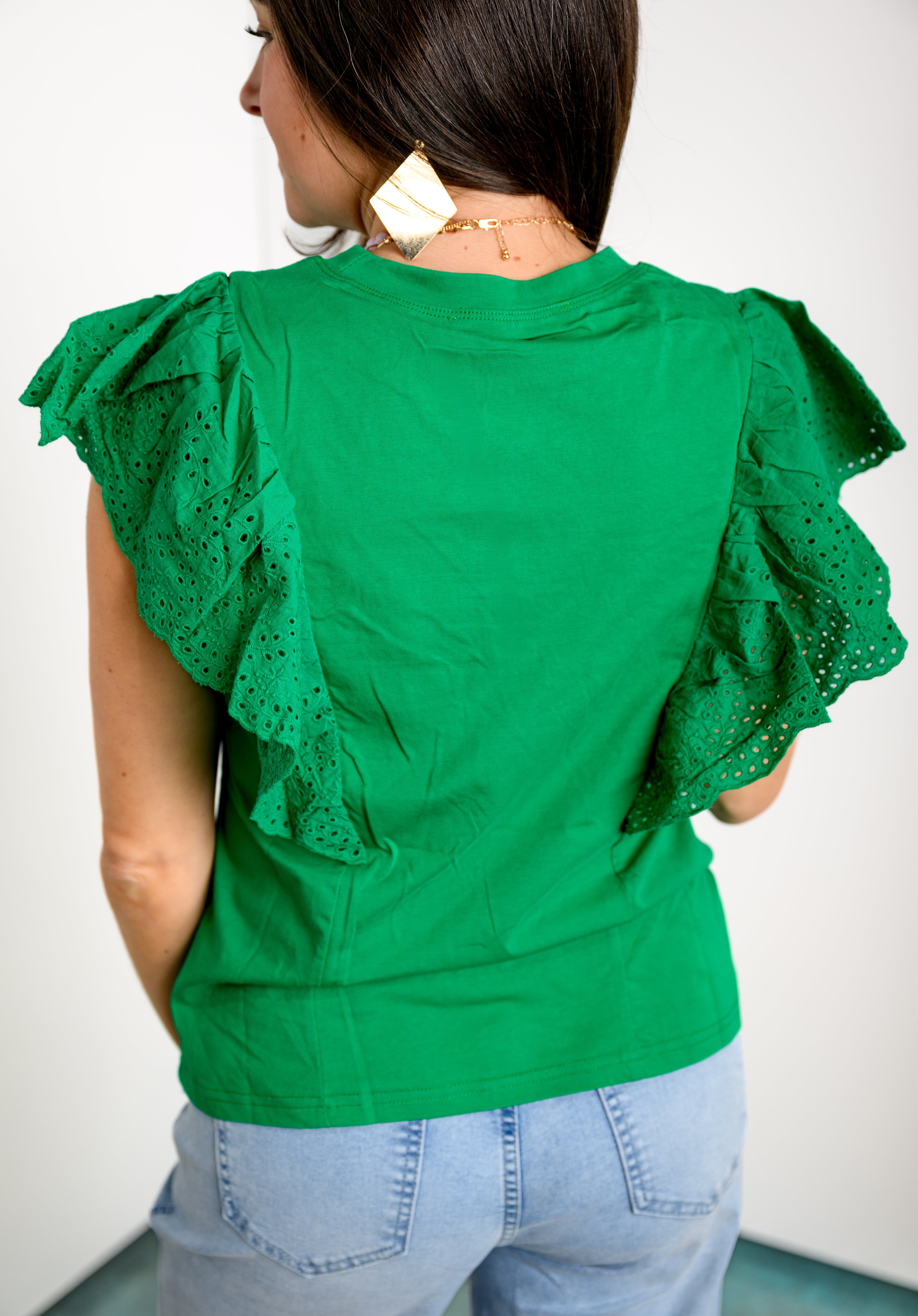 Feminine Flow Top - Green FINAL SALE