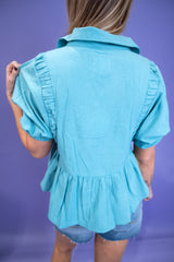 Flare Form Top - Blue