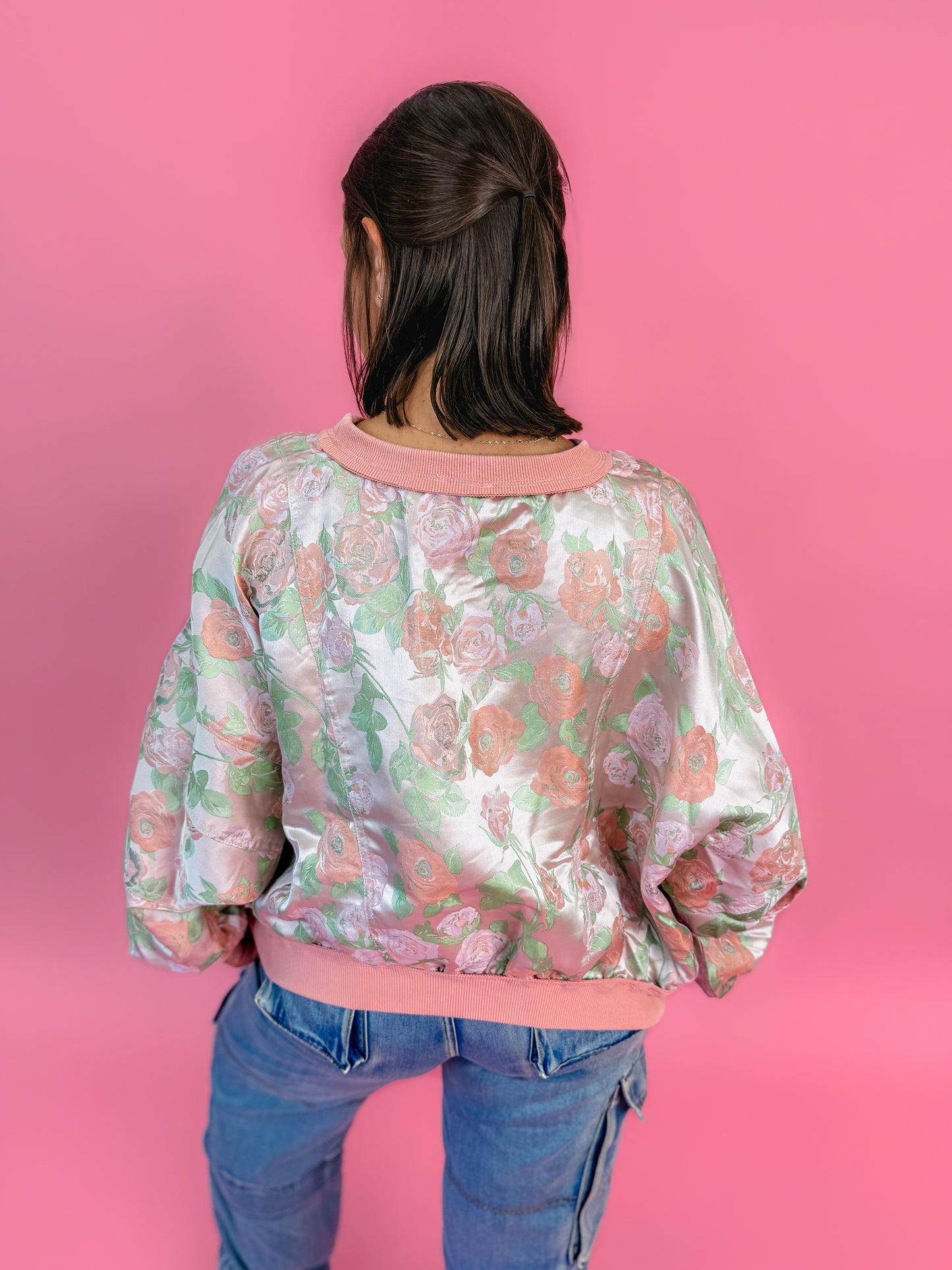 Floral Dolman Sleeve Pullover Sweatshirt