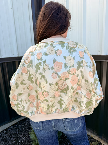Floral Dolman Sleeve Pullover Sweatshirt
