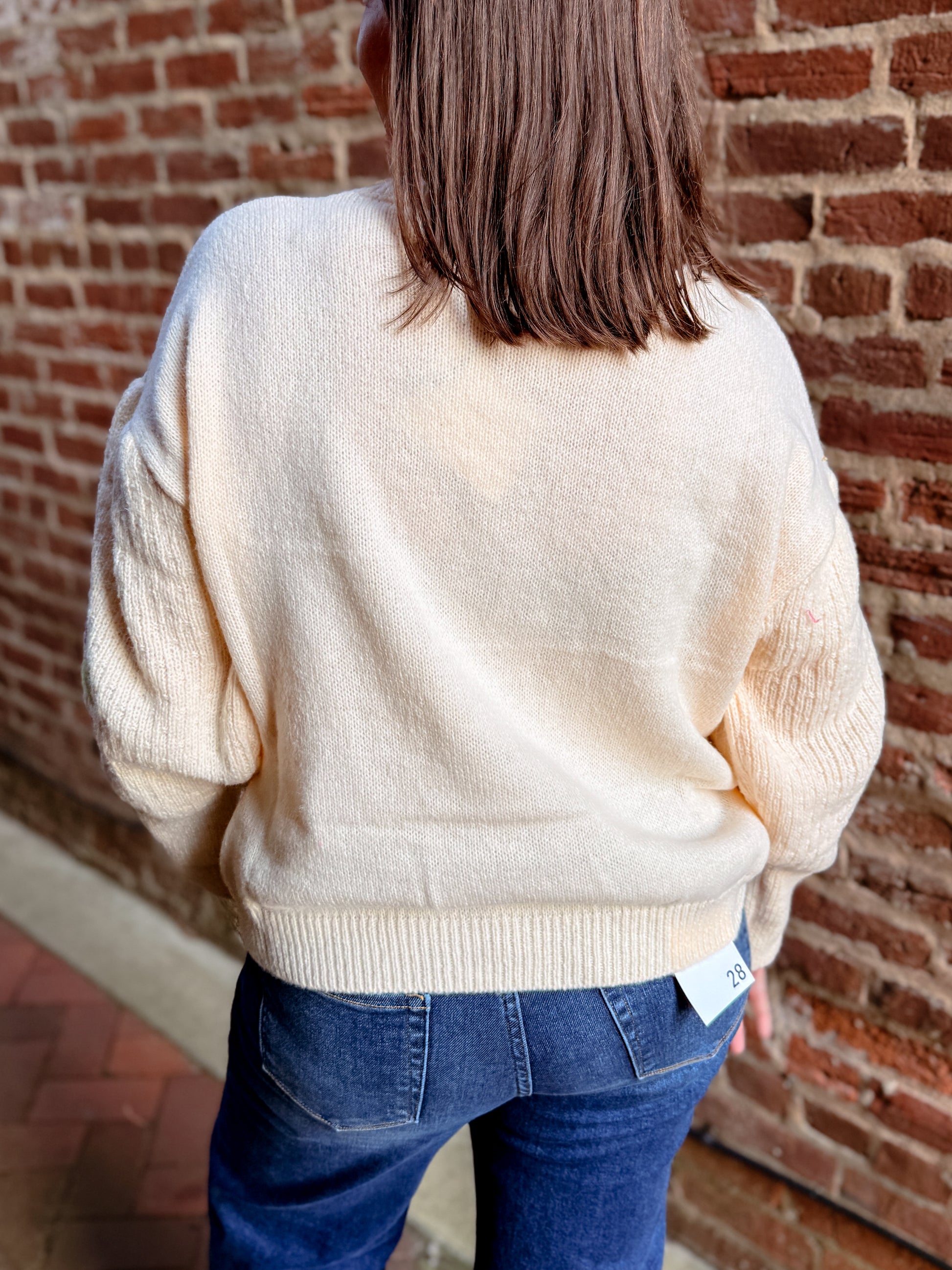 Floral Embroidered Round Neck Sweater Top