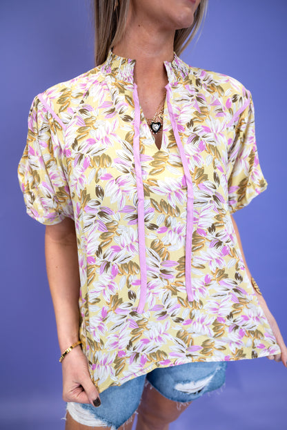Floral Puff Sleeve Blouse - Green *Final Sale*
