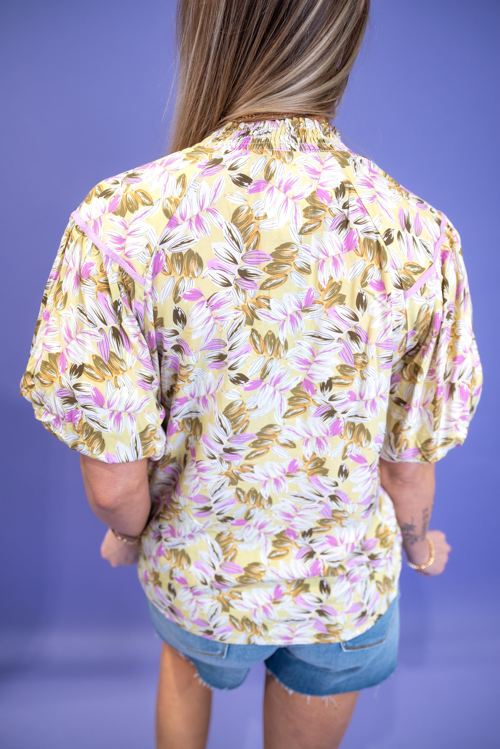Floral Puff Sleeve Blouse - Green *Final Sale*