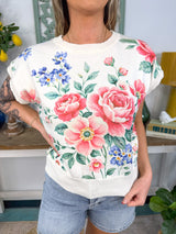 Flower Artwork Printed Knit Top