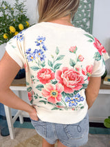 Flower Artwork Printed Knit Top