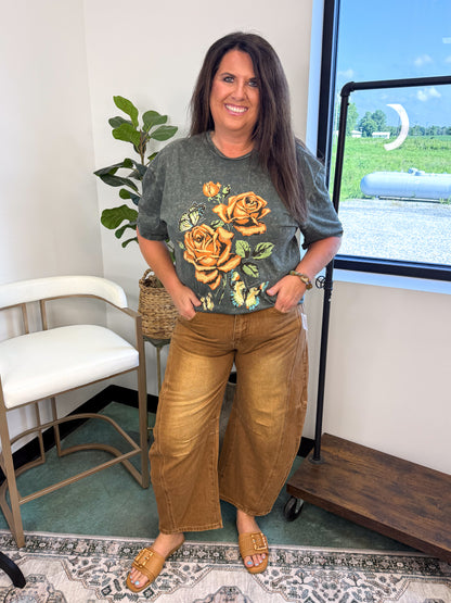 Flowers and Butterflies Graphic Top