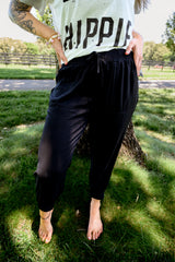 Fluid Trouser with Elastic Waist - Black