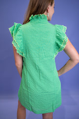 Flutter Trim Textured Dress