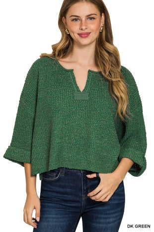 Color Me Cozy Split Neck Sweater