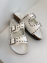 Tilly Double Strap Studded Slide Sandal - White | DOORBUSTER