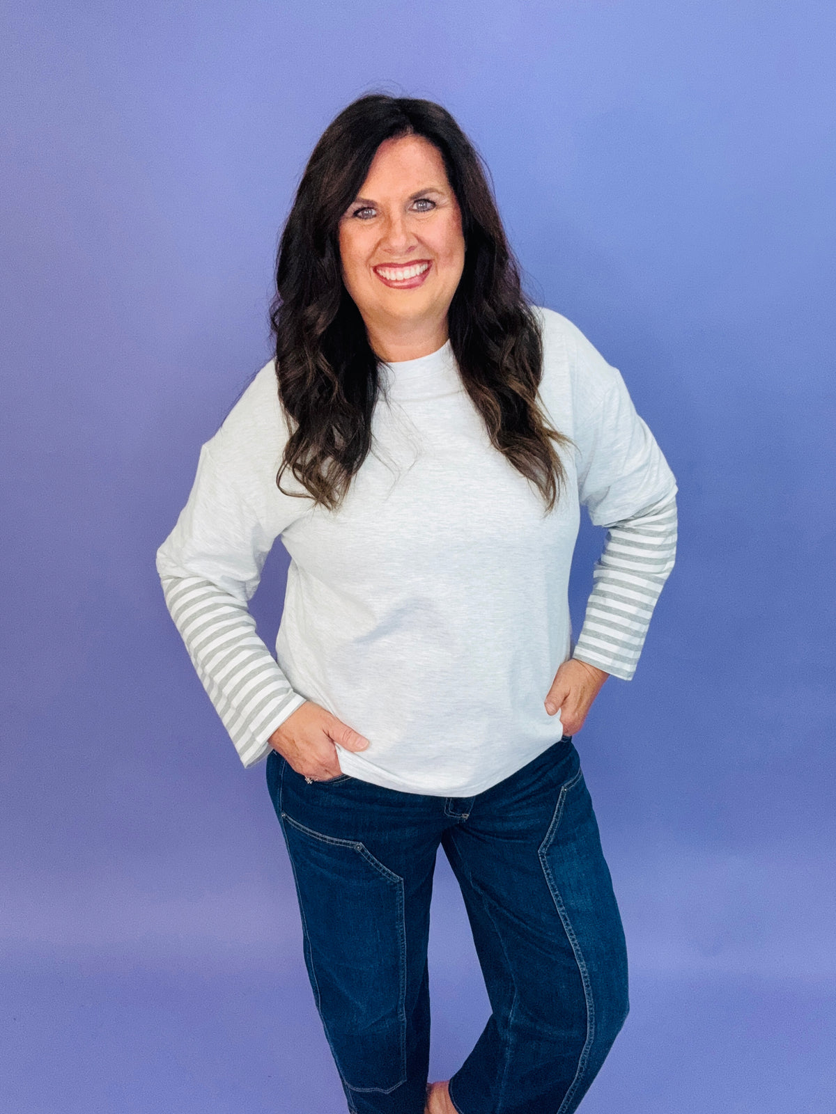 Easy Day Striped Sleeve Top