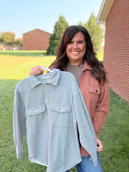Cozy Brushed Waffle Oversized Shacket