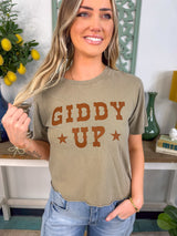 Giddy Up Vintage Graphic Faux Crop Tee
