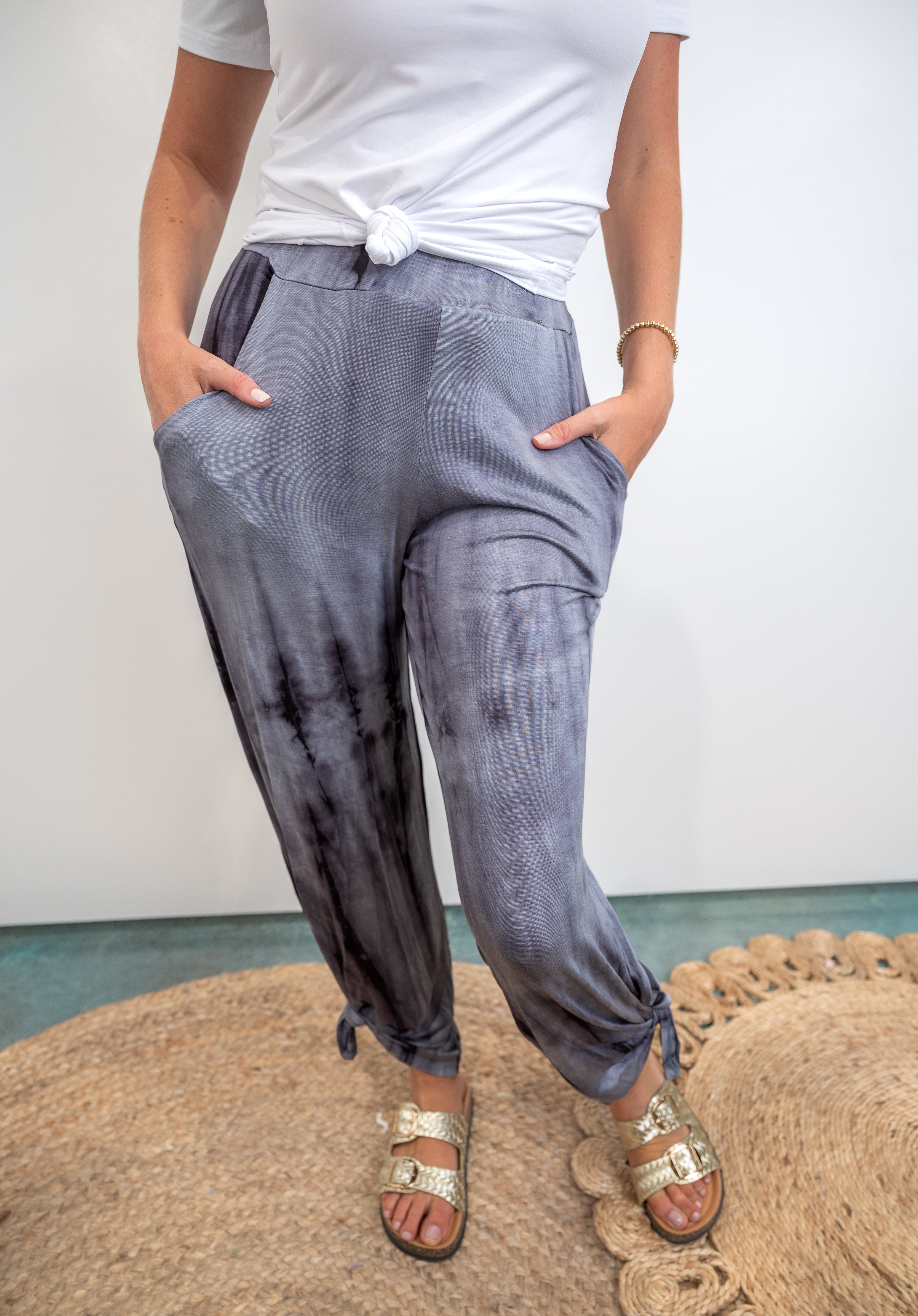 Give It Your All Pants - Navy Tie Dye