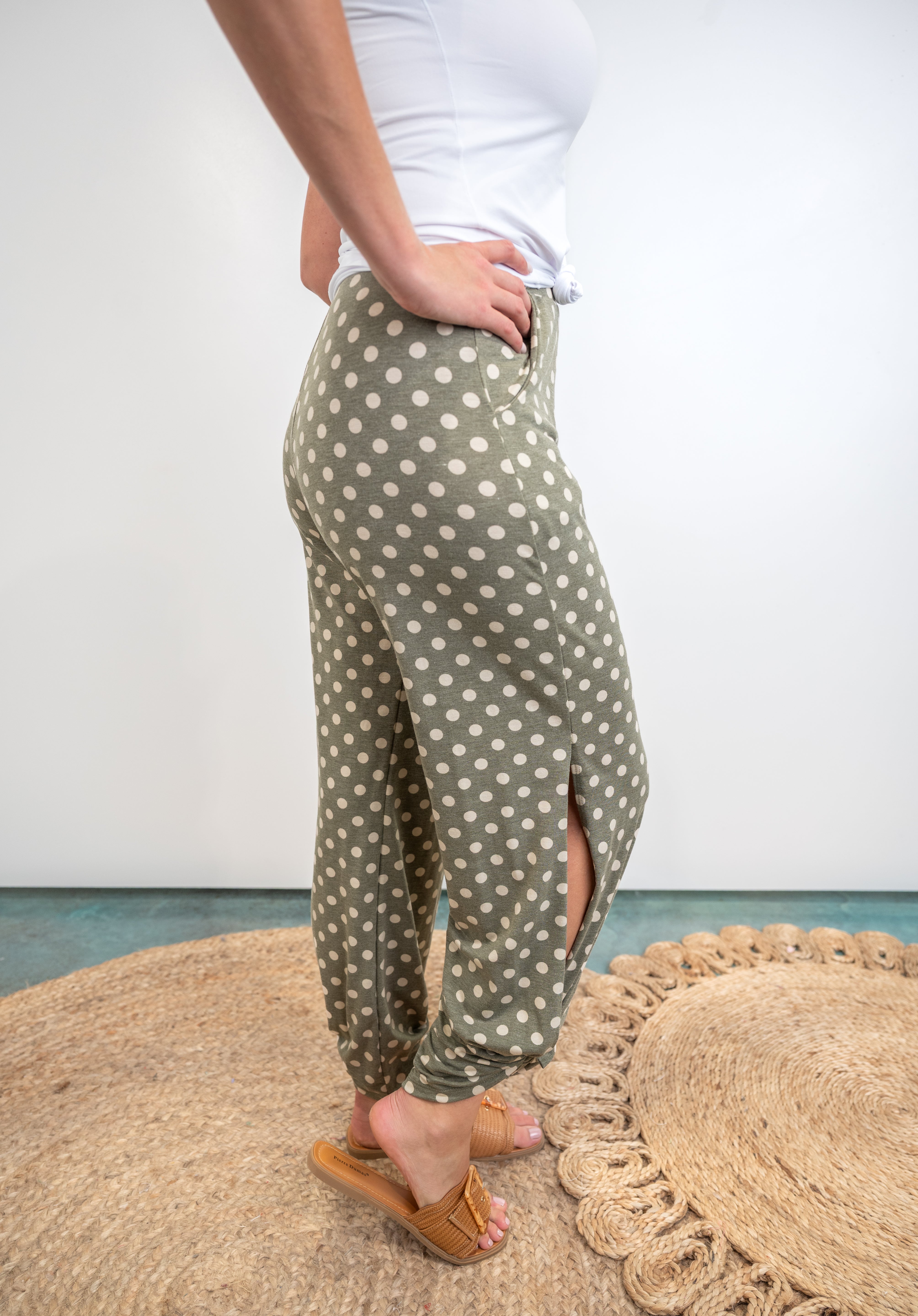 Give It Your All Pants - Olive Dotted