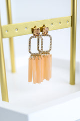 Glam Grid Hoop Earrings - Peach