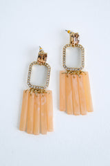 Glam Grid Hoop Earrings - Peach