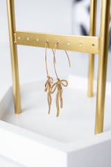 Gold Bow Threader Drop Earrings