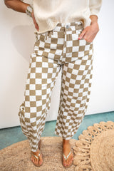 Graphic Grid Denim Pants