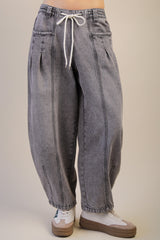 Jean Washed Denim Pants - Grey