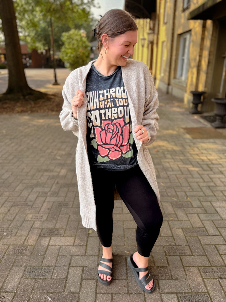 Grow Through What You Go Through Rose Graphic Top