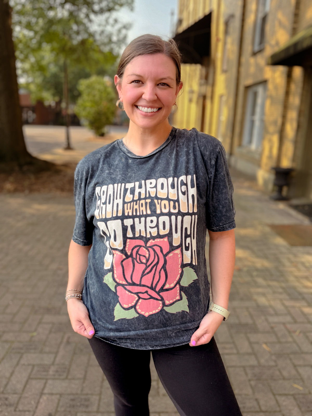 Grow Through What You Go Through Rose Graphic Top *Final Sale*