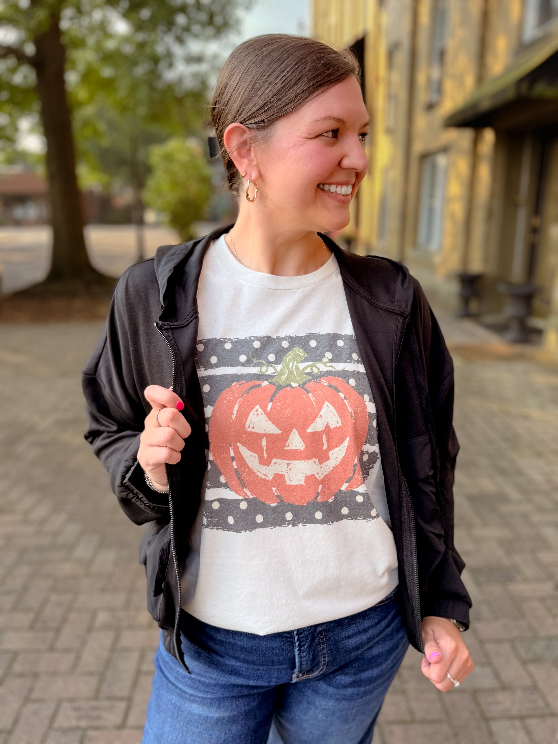 Halloween/Fall Polka Dot Pumpkin Graphic Tee