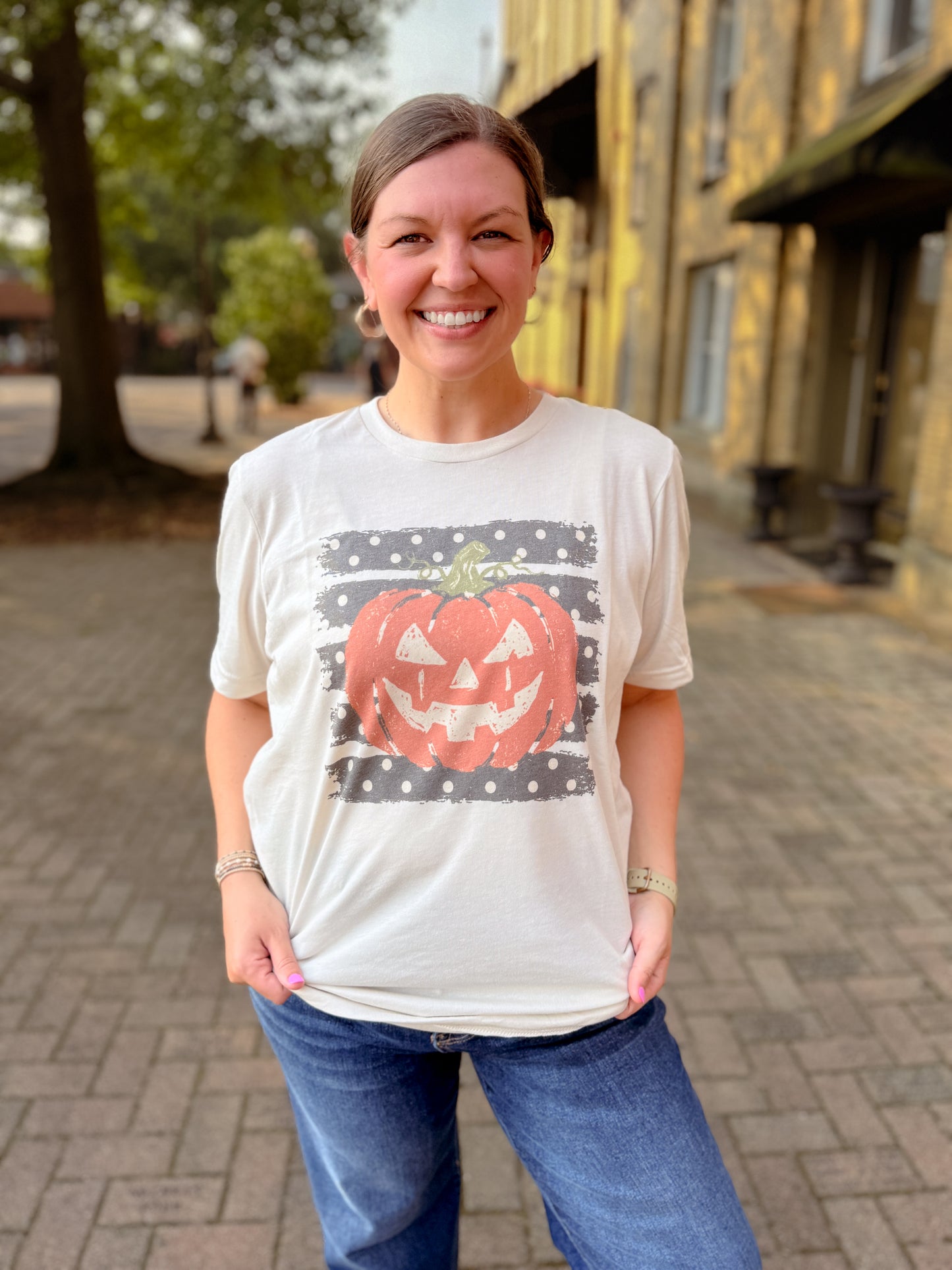 Halloween/Fall Polka Dot Pumpkin Graphic Tee