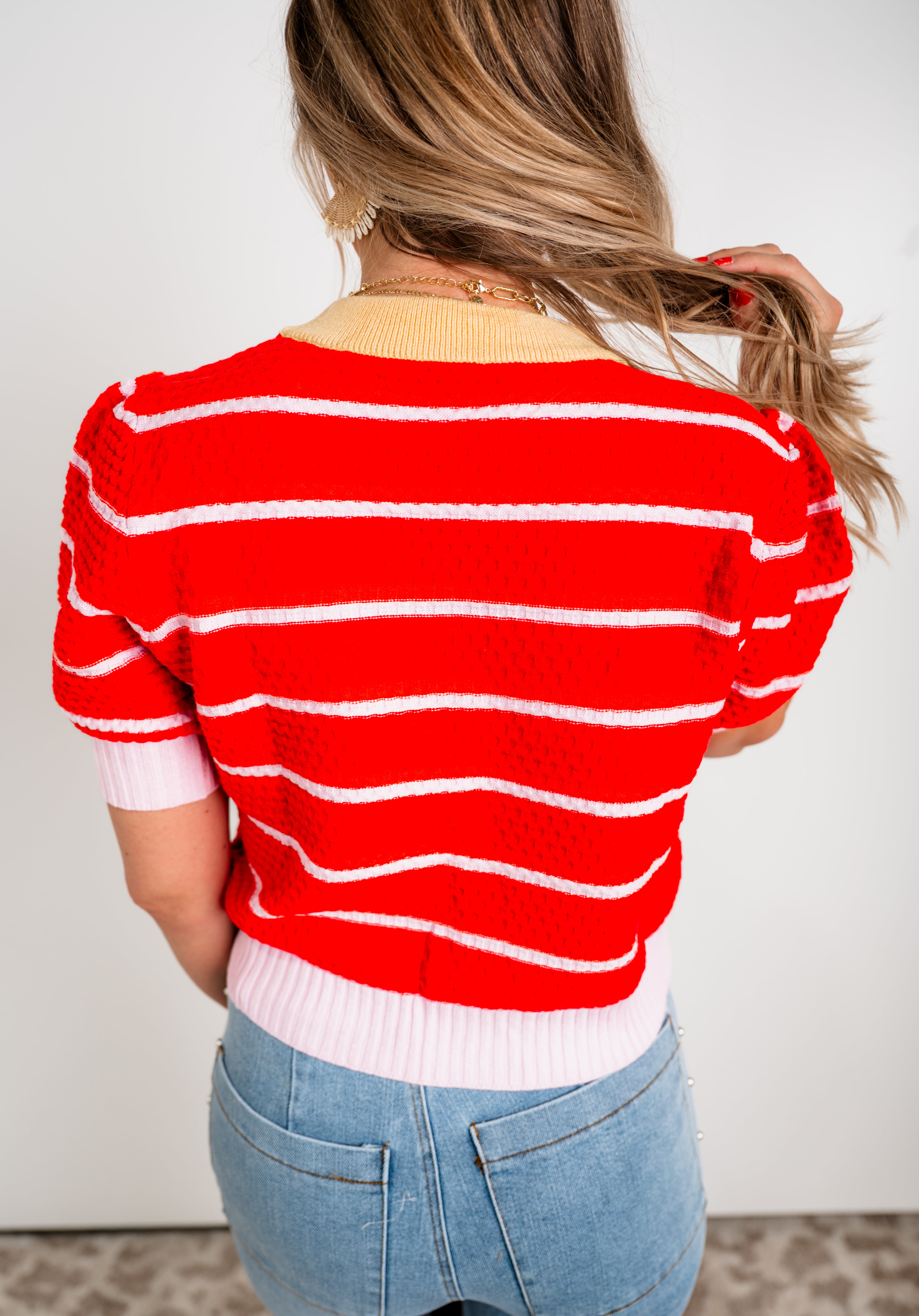 Harbor Lane Colorblock Sweater - Red