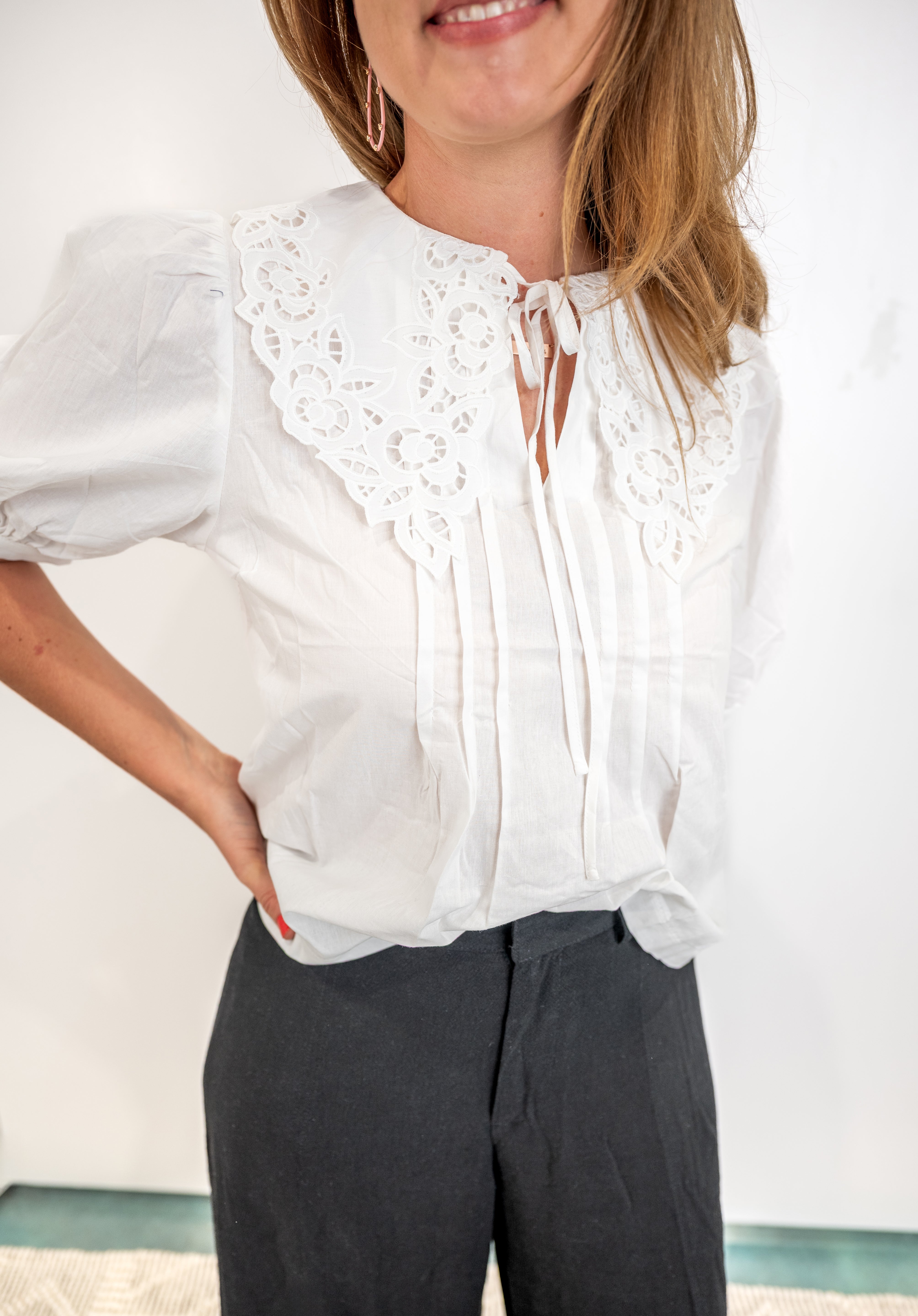 Haven Collar Top - White