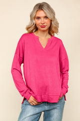 Weekend Slit Top - Hot Pink DOORBUSTER