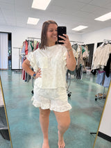 Ruffled Bloom Lounge Set - White