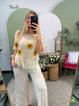 Sunflower Fishnet Fringe Top