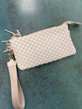 Woven Checkered Wristlet Clutch