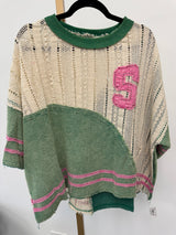 Washed Knit Lace Mix Top