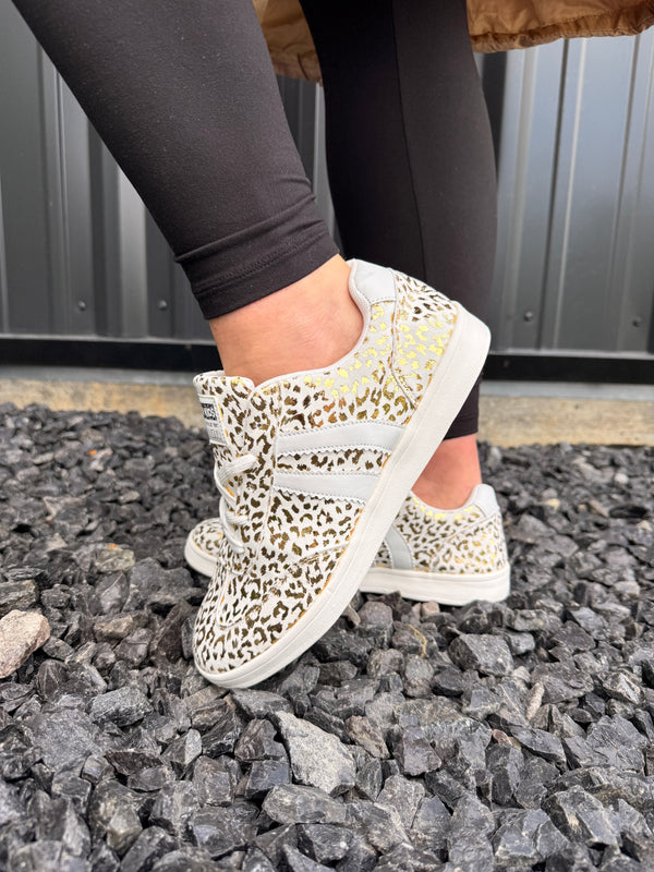 Gold Leopard Print Sneakers