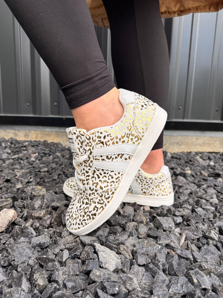 Gold Leopard Print Sneakers