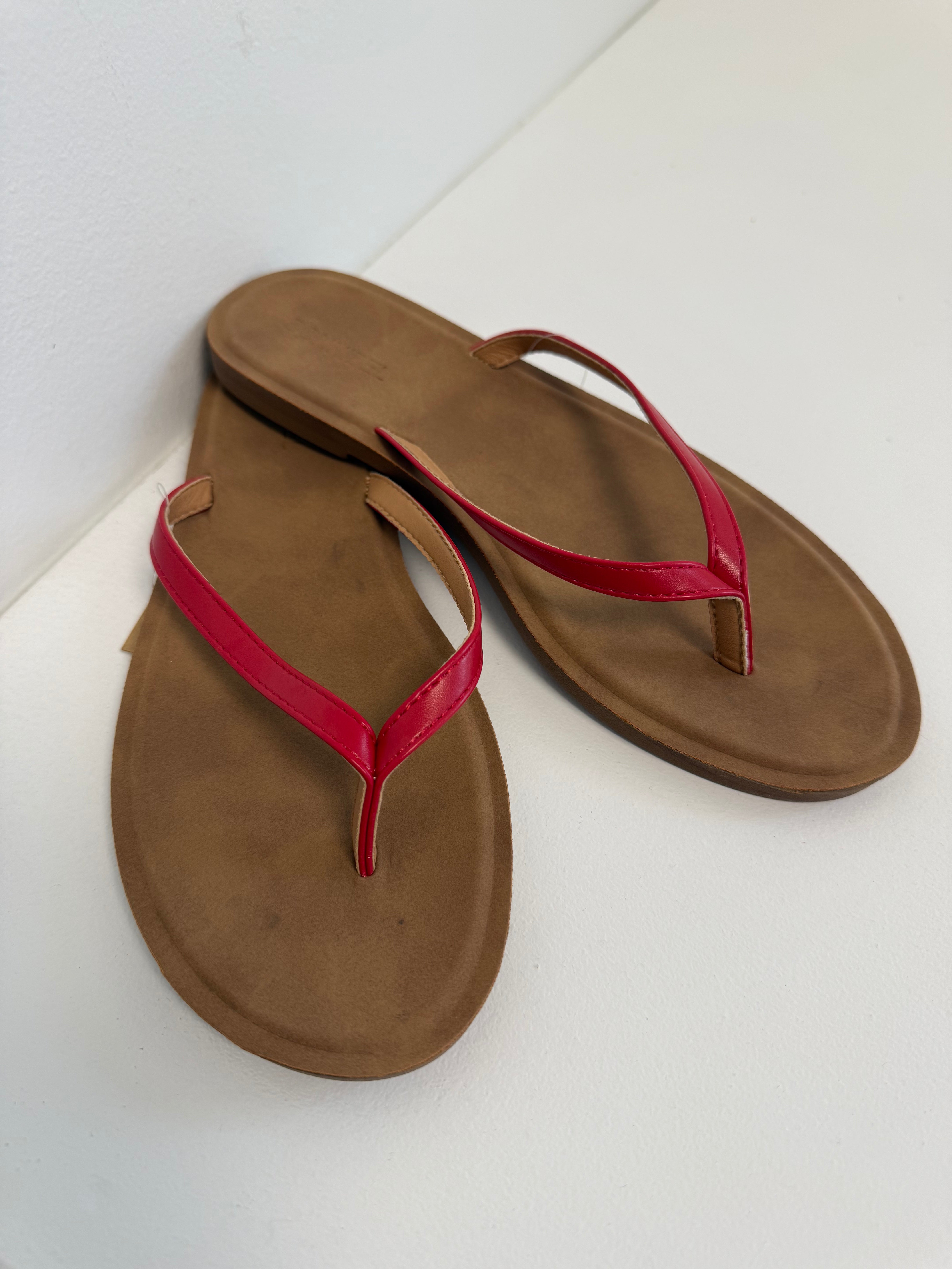 Slim Strap Sleek Flat Flip-Flop - Red DOORBUSTER