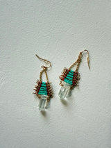 Handcrafted Seed Bead Earrings with Crystal Drop