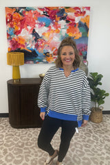 The Weekend Whimsy Stripe Pullover - Blue
