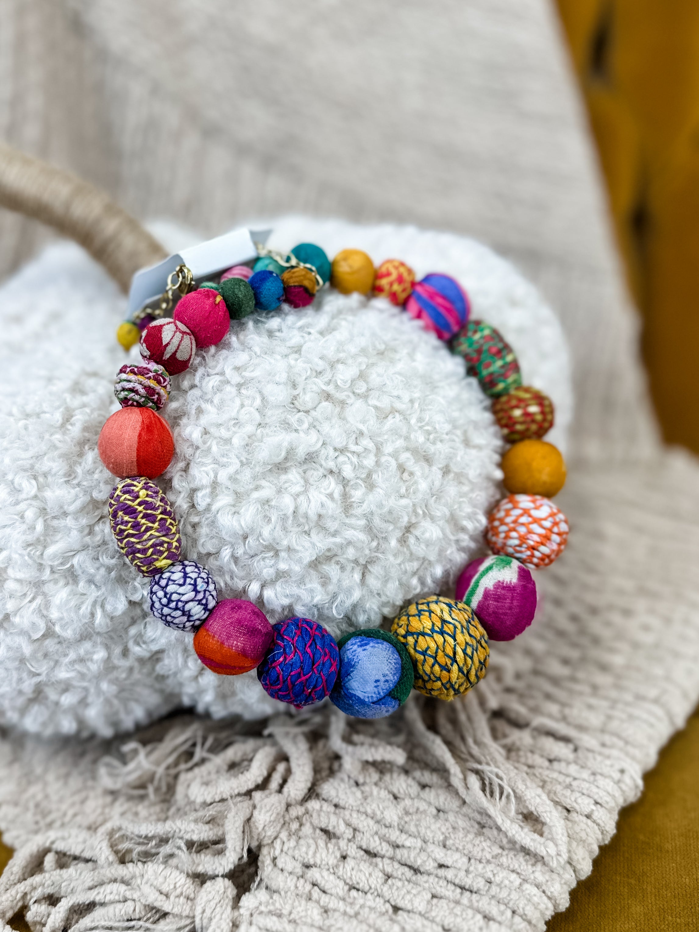 Bold Beaded Upcycled Choker Necklace