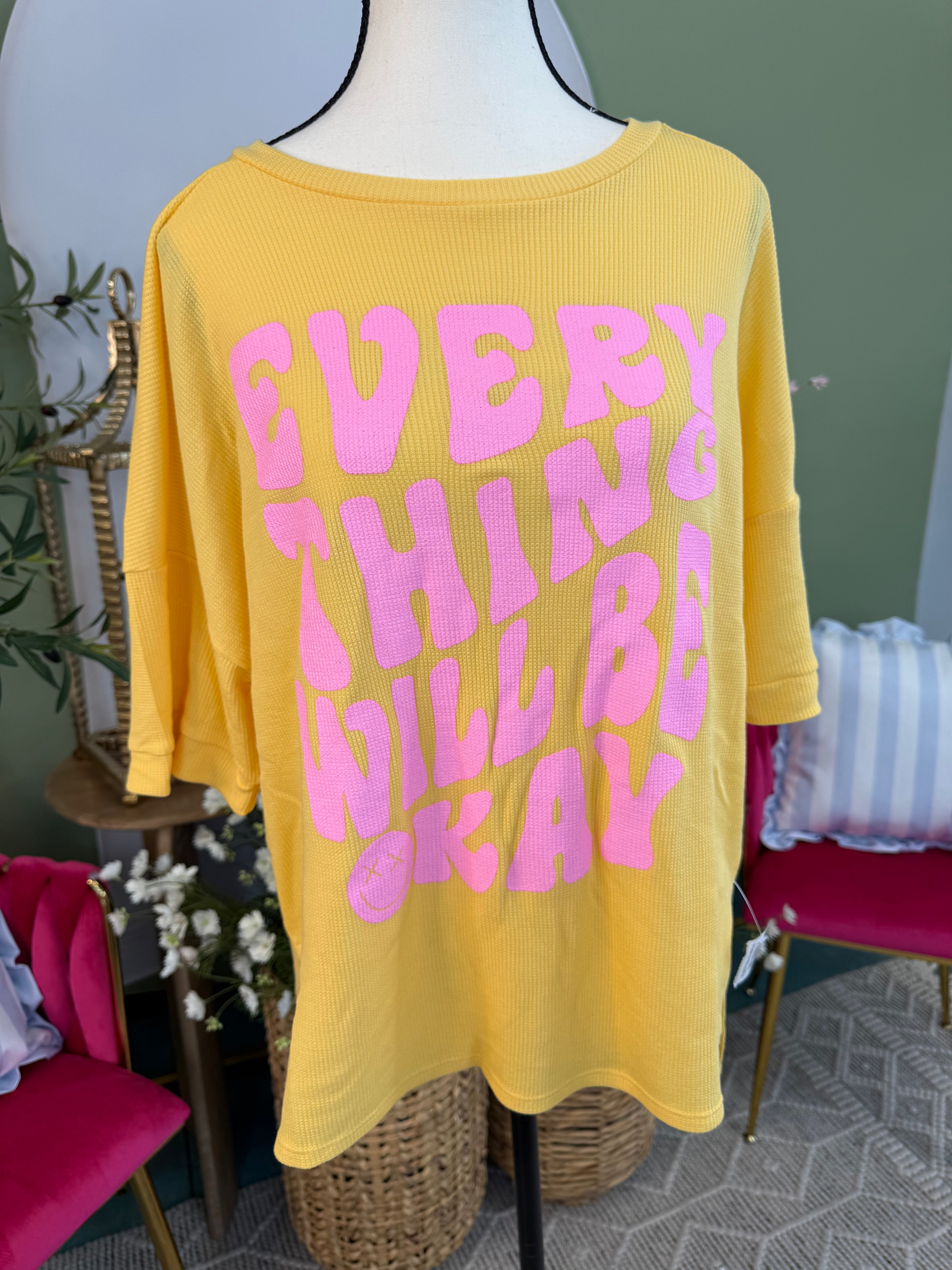 Graphic Thermal Tee With Side Slits