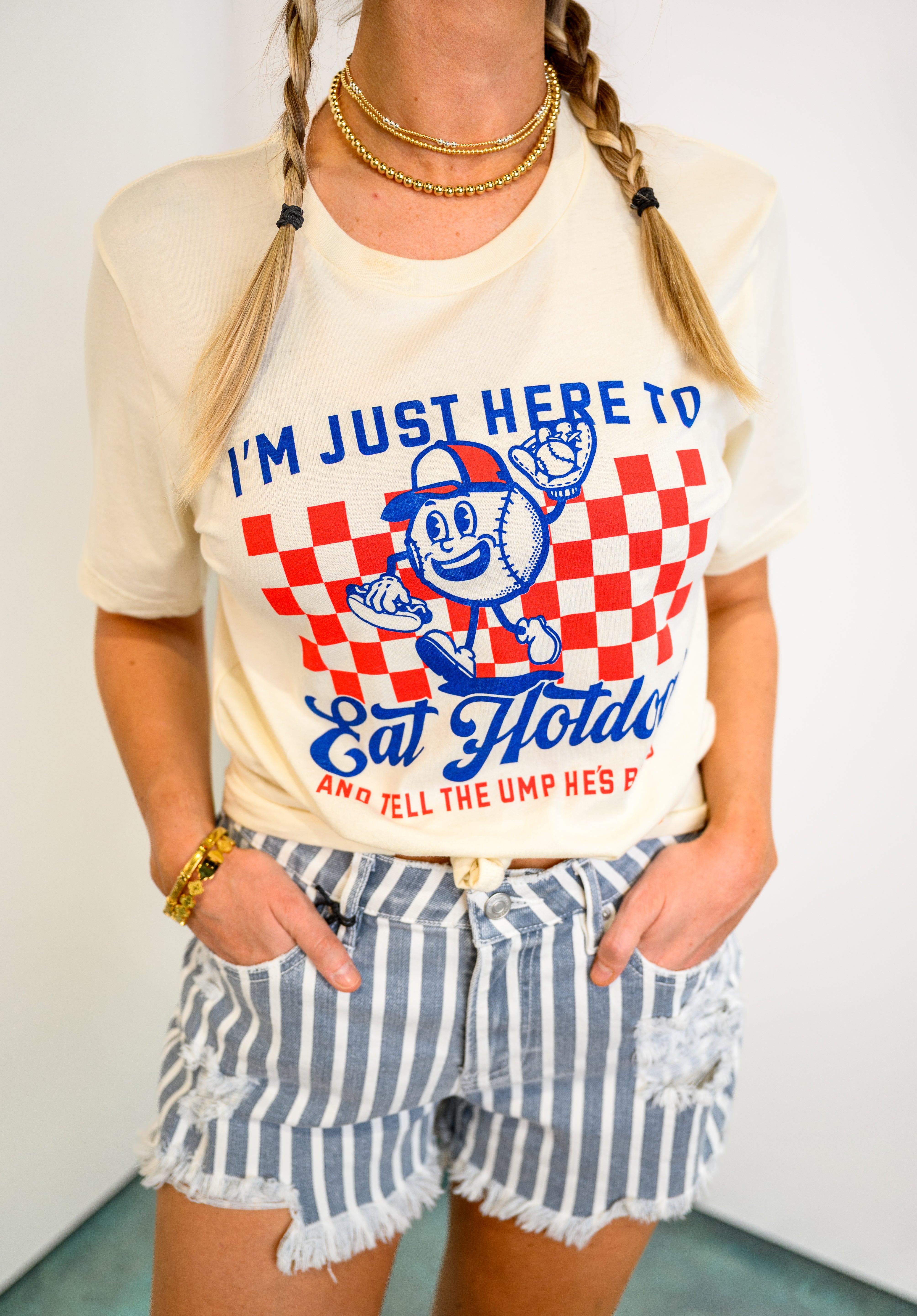 I'm Just Here to Eat Hot Dogs Graphic Top *Final Sale*